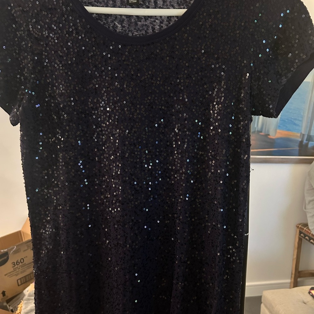 DKNY Navy Sequin Top